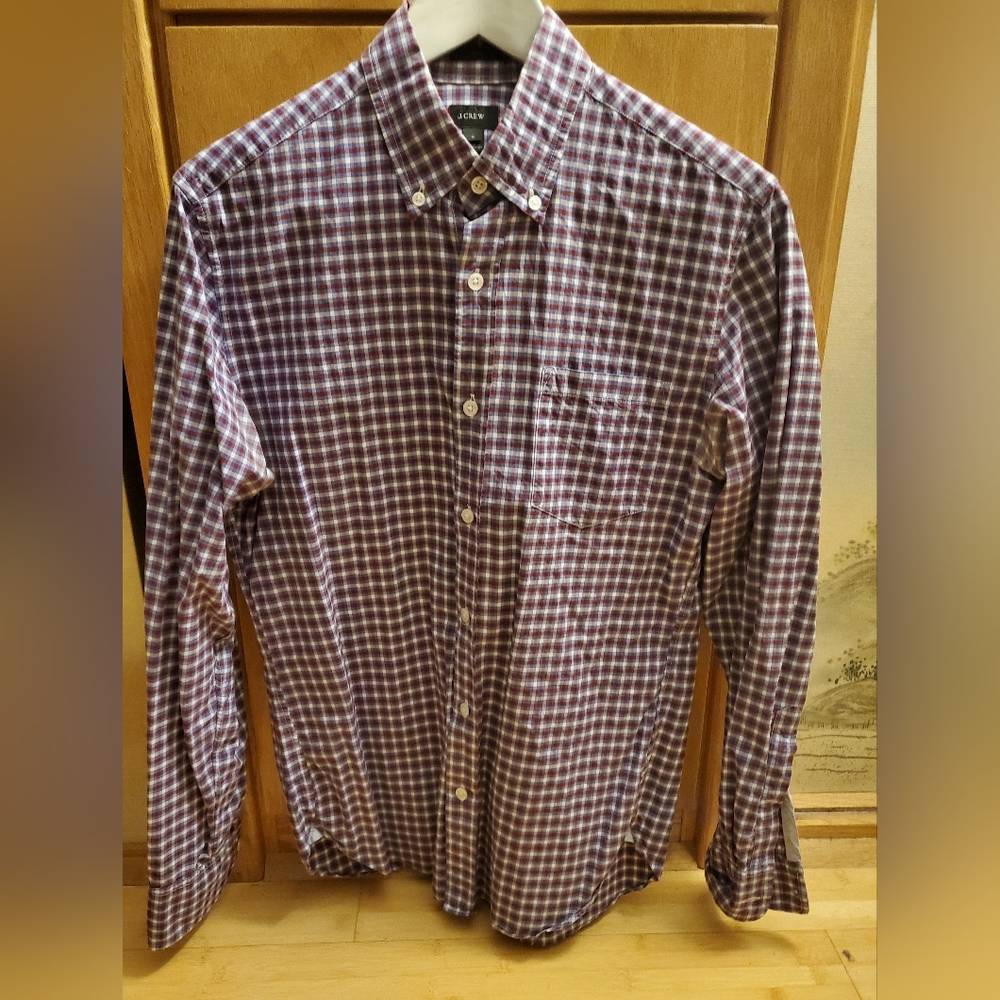 J crew men's long sleeve gingham shirt
